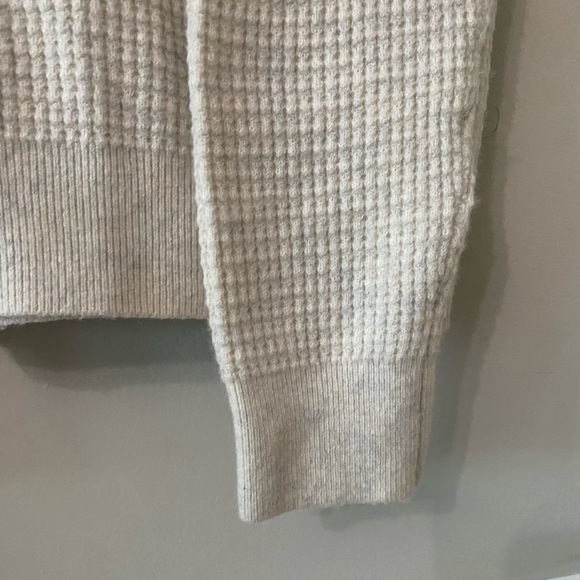 Magaschoni Cream Gray Waffle Knit Hooded Sweater - Picture 3 of 6